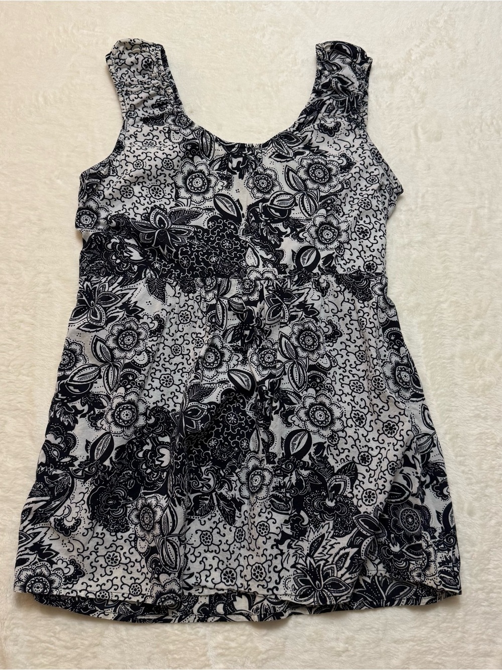 Sonoma Life Style Top Blouse Women’s Medium Paisley Sleeveless Tie Belt Ruched - Picture 3 of 6